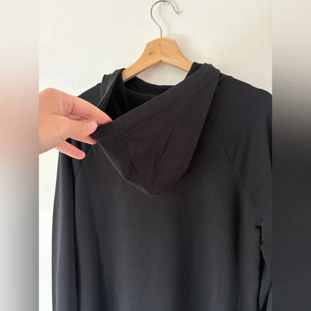 Nic+Zoe Active Black‎ Brushed Terry Hooded Long Sleeve Sweatshirt Dress Small